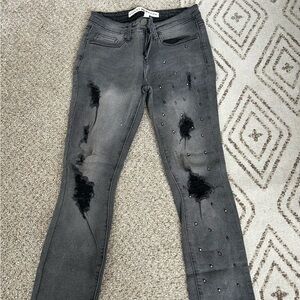 Ashley Mason Gray Distressed Skinny Jeans